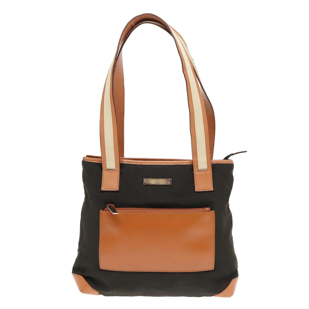 GUCCI Tote Bag Canvas Khaki Silver - 2
