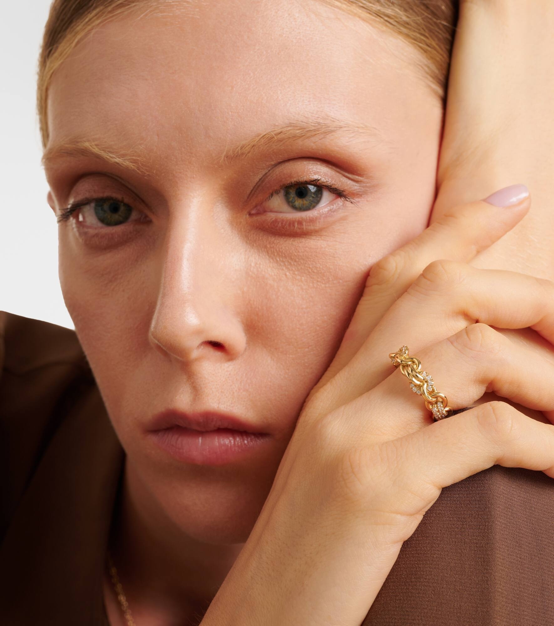 Fused Serpens Medium 18kt gold ring with diamonds - 2