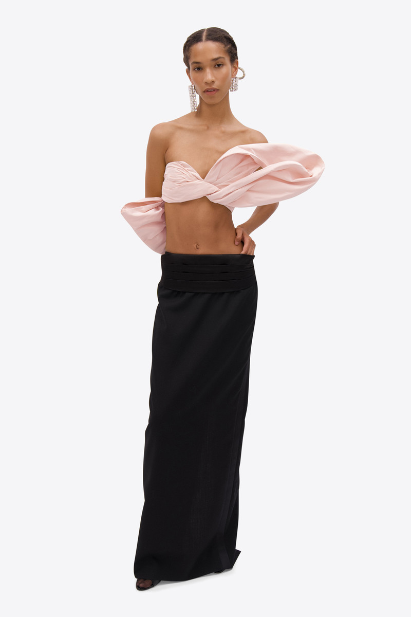 AREA TAFFETA KNOT BANDEAU TOP outlook