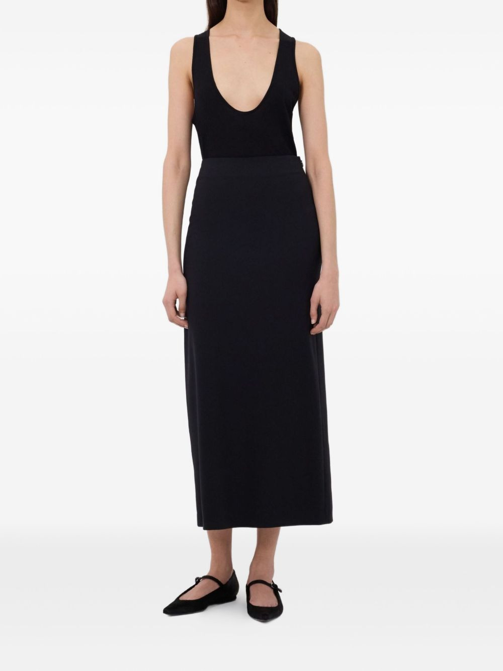 back-vent long straight skirt - 2