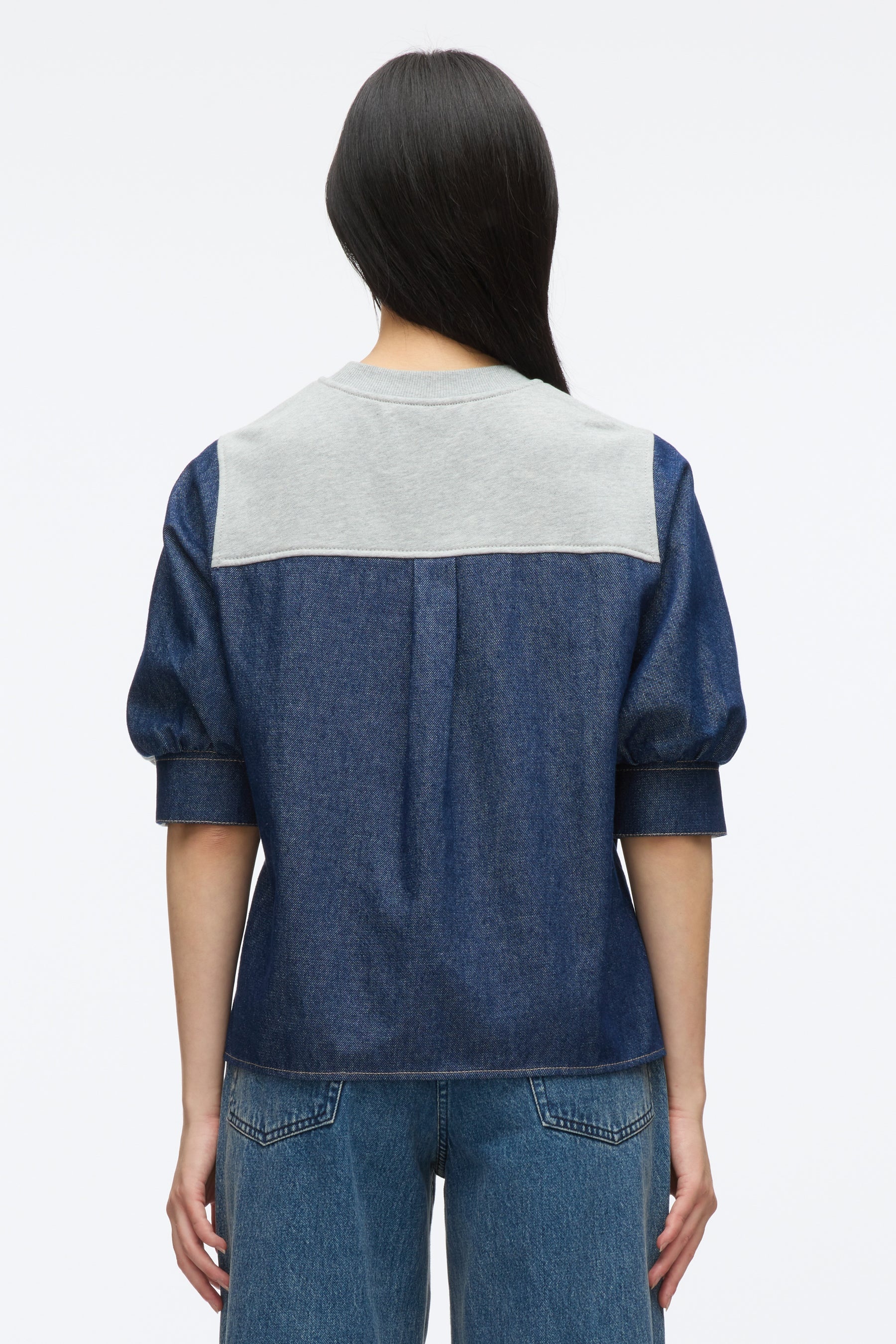 French Terry Top with Denim Combo - 5