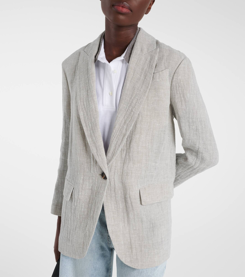 Oversized V-neck linen-blend blazer 7
