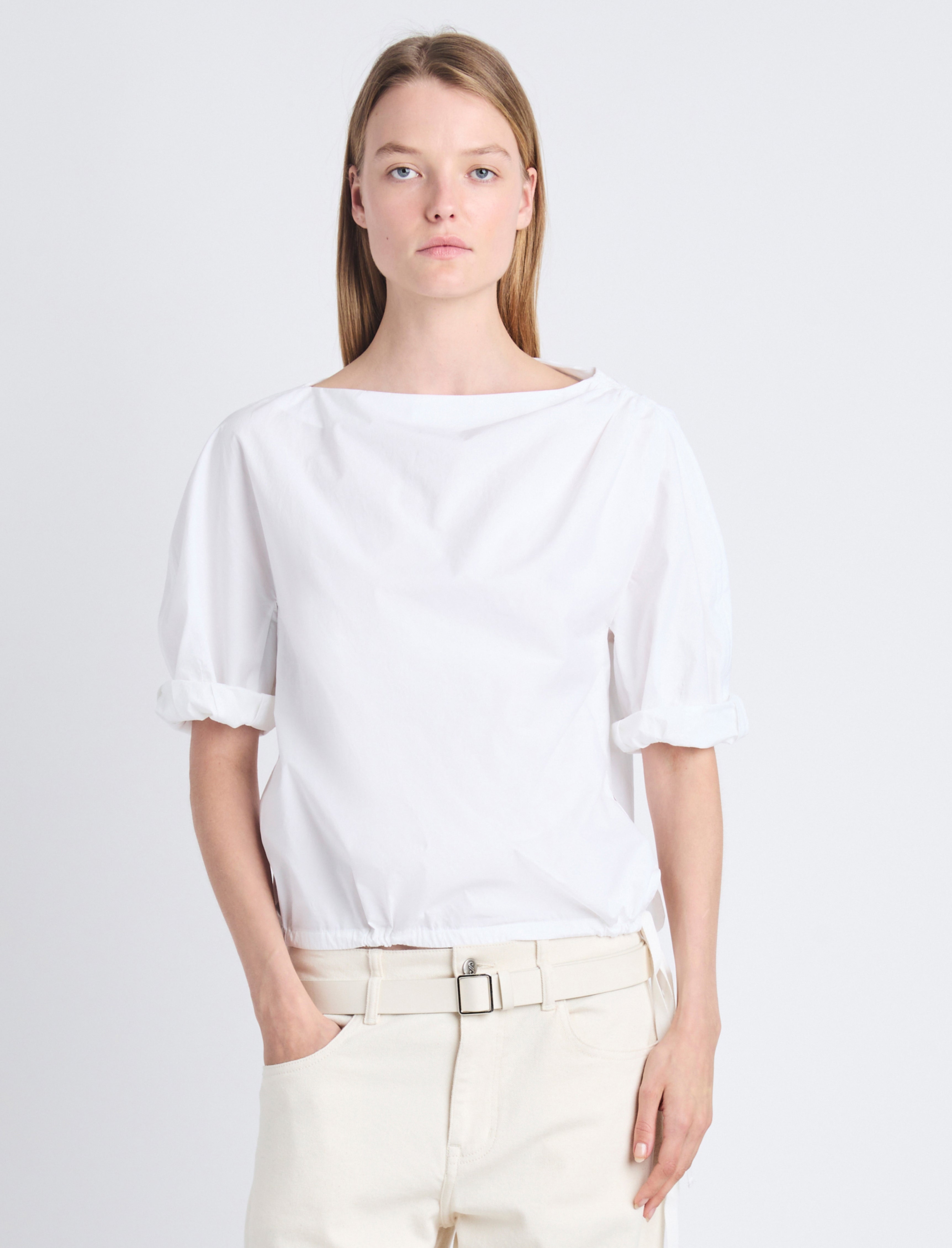 Addison Puff Sleeve Top in Washed Cotton Poplin - 2