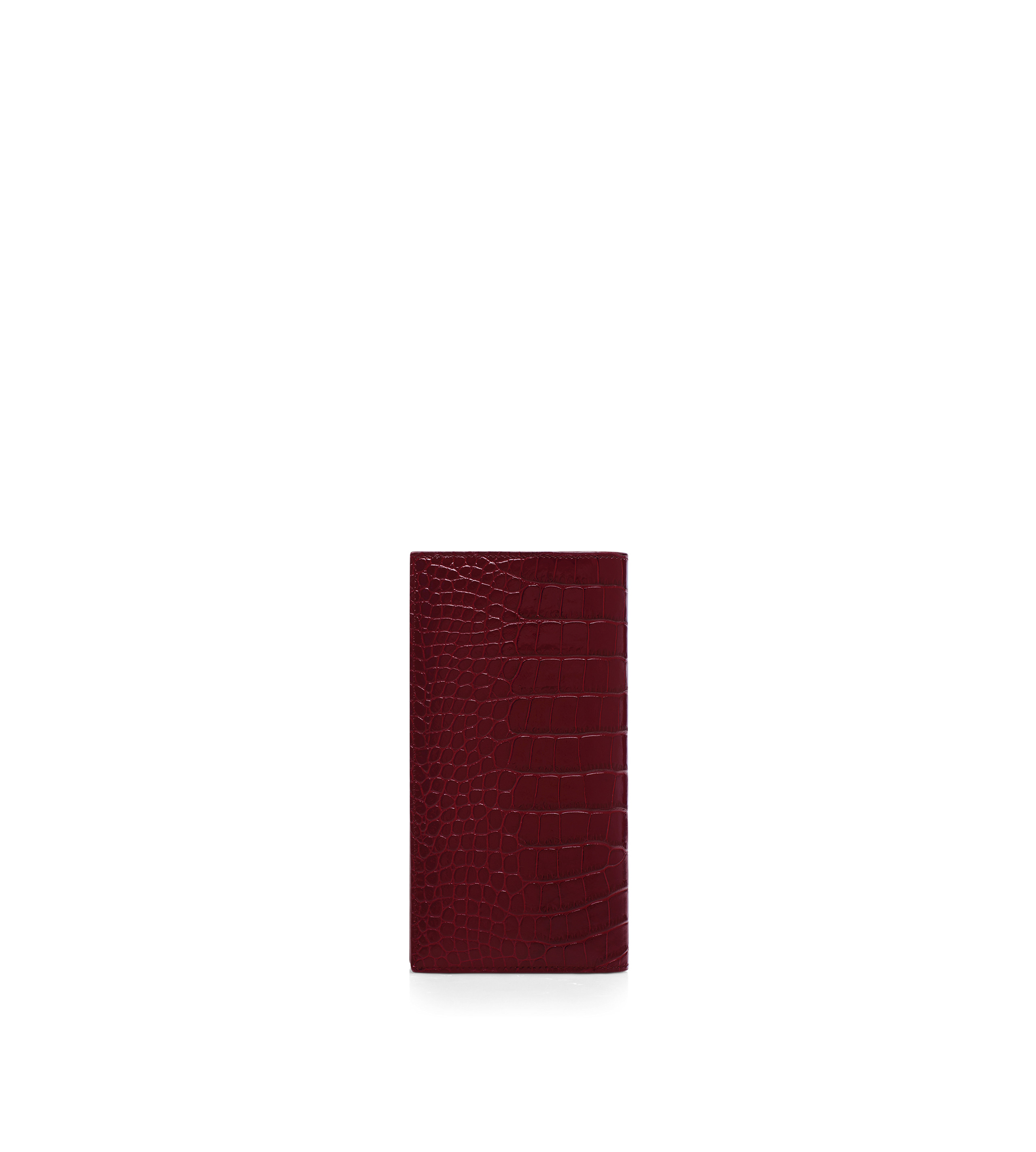 SHINY STAMPED CROCODILE LEATHER VERTICAL WALLET - 3