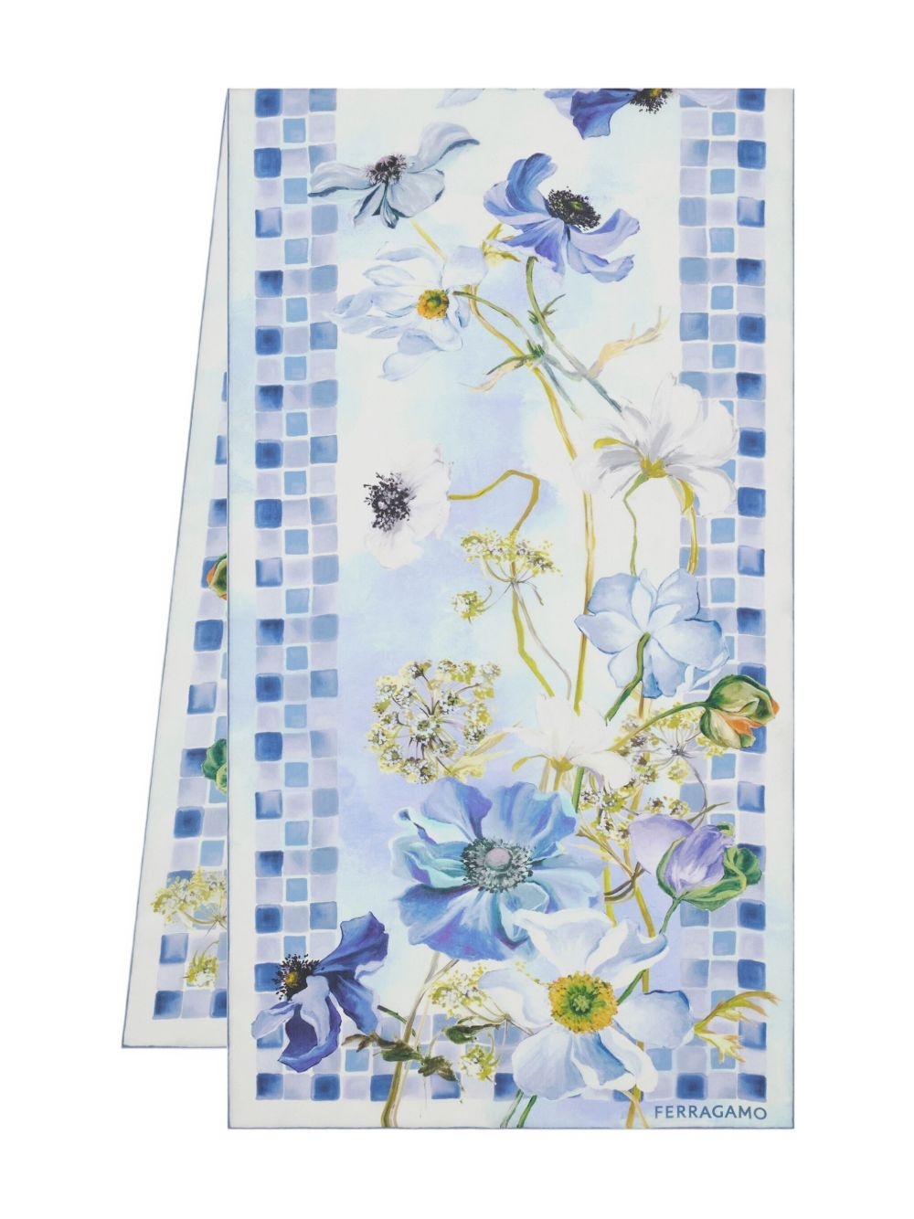 Fiori-print silk scarf - 1