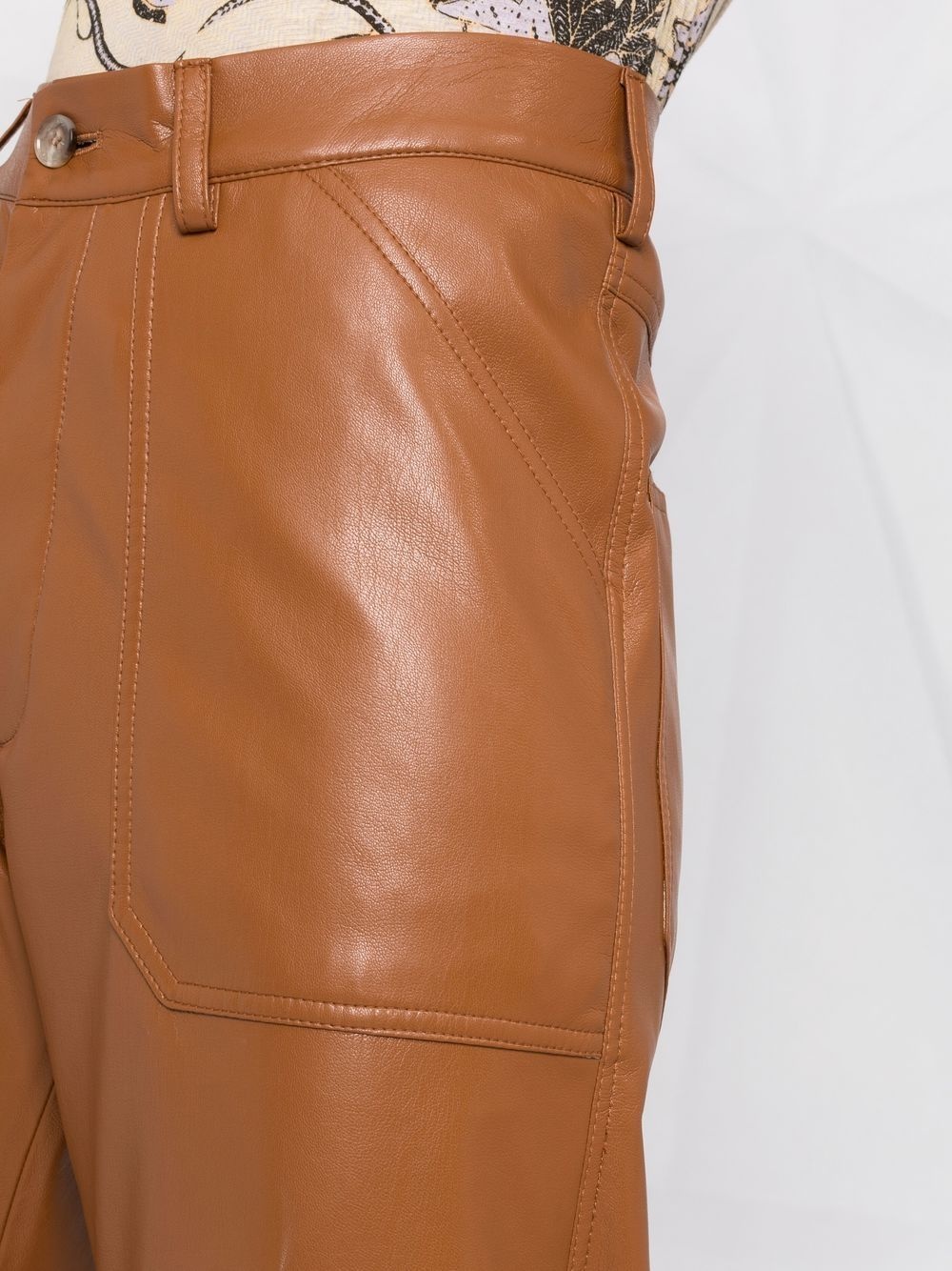 faux-leather straight-leg trousers - 3