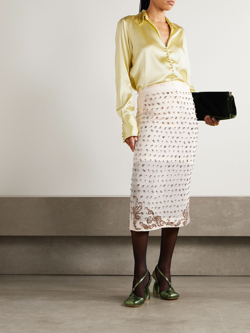Dries Van Noten Stretch-silk satin shirt Pastel yellow outlook