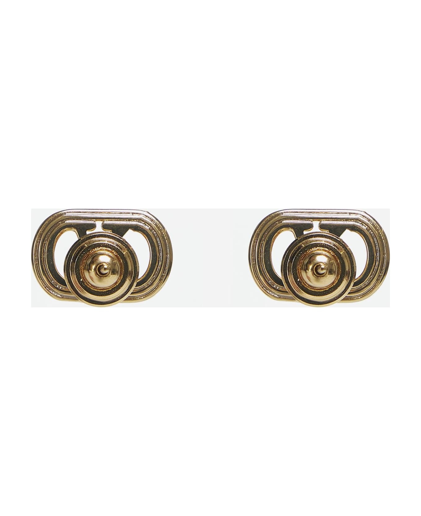 Gold Metal Ovalette Earrings - 3