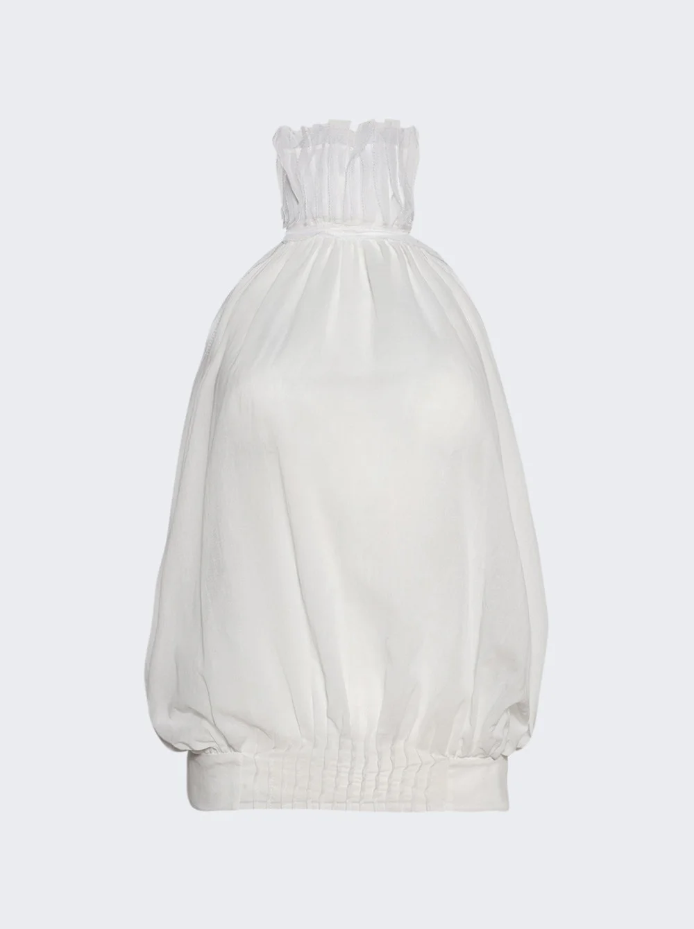 Vanished Pintucked Halter Top White - 1