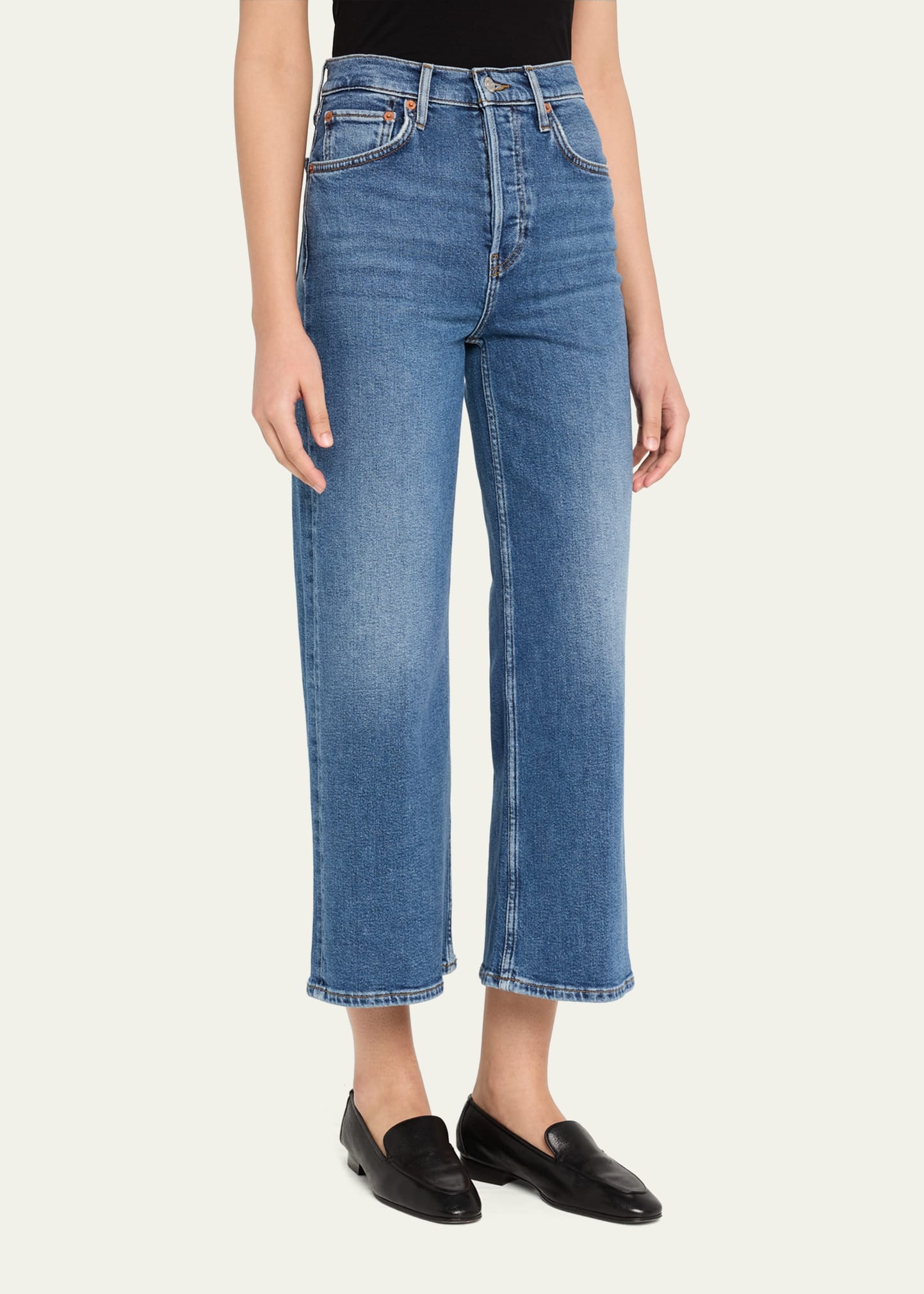 High Rise Wide-Leg Cropped Jeans - 4