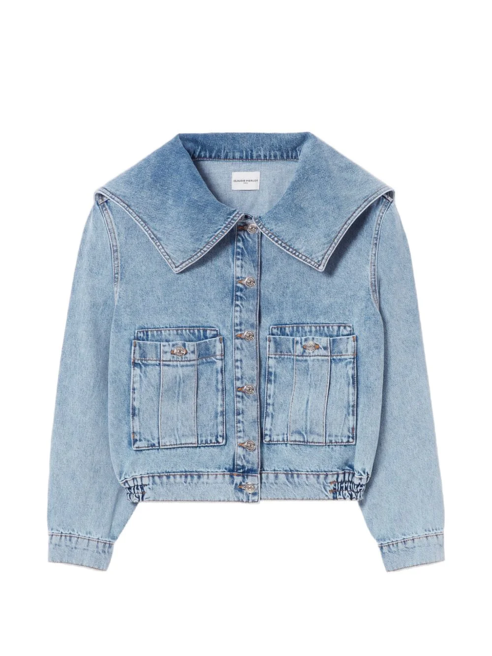flap-pocket collared denim jacket - 1