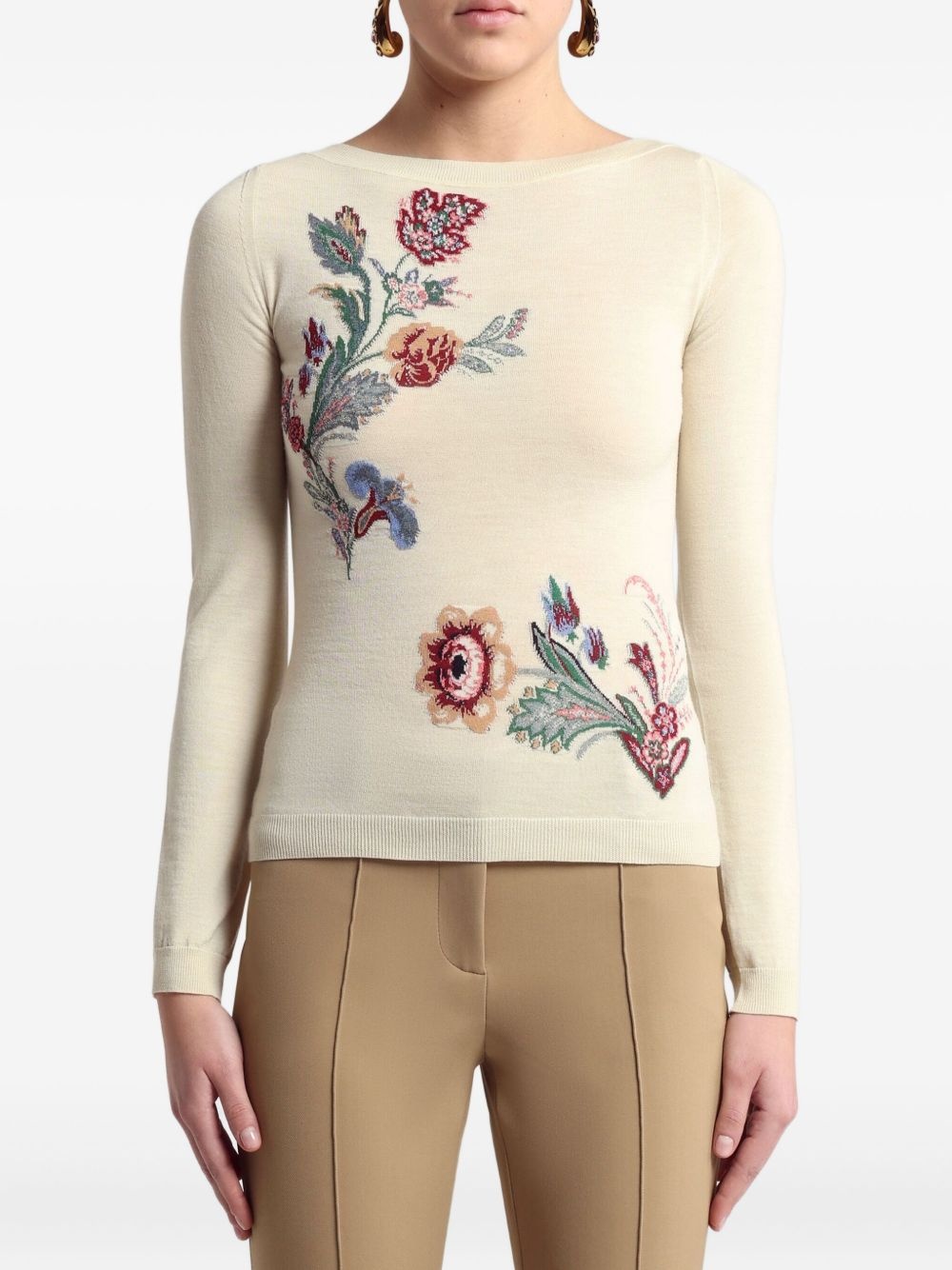 floral-jacquard sweater - 2