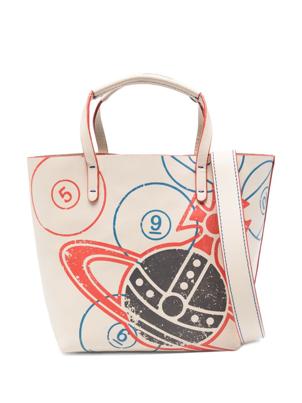 orb-print leather tote bag - 1