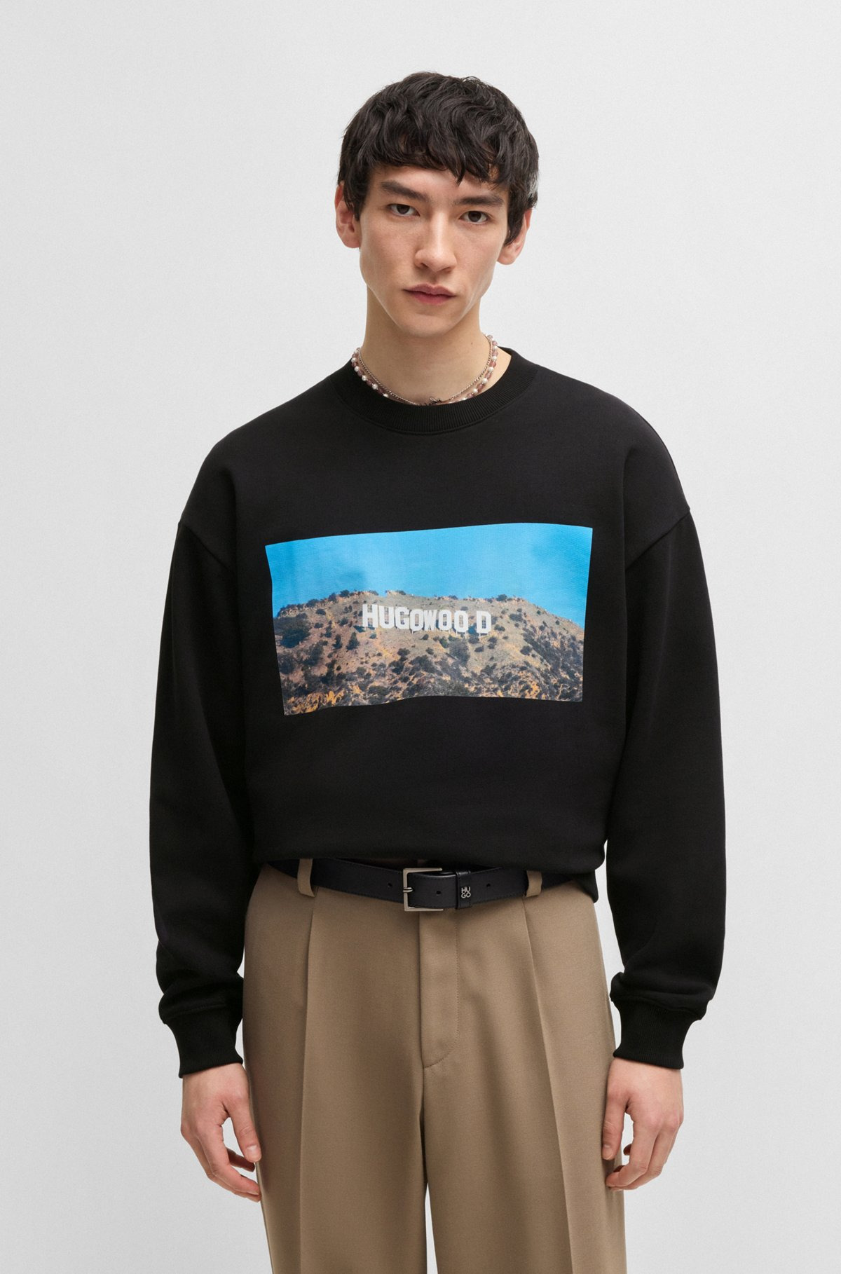COTTON-TERRY SWEATSHIRT WITH 'HUGOWOOD' PRINT - 2