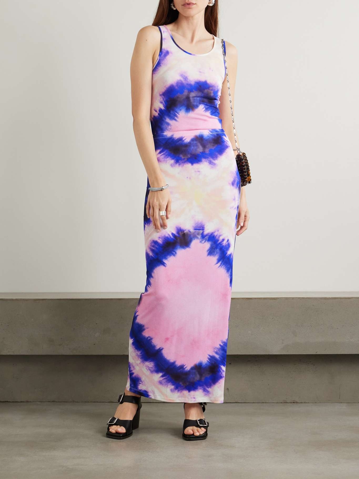 Tie-dyed stretch-crepe maxi skirt Pink - 2