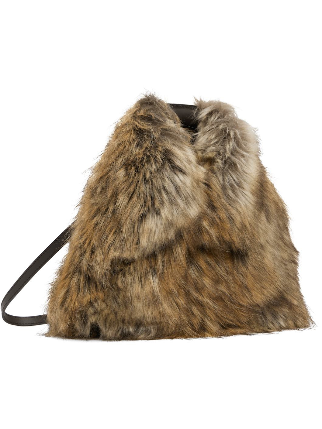 Brown Triangle Crossbody Faux-Fur Bag - 3