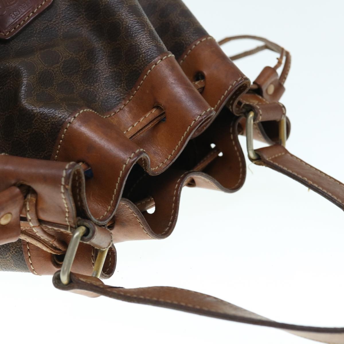 CELINE Macadam Canvas Shoulder Bag Pvc Leather Brown - 6