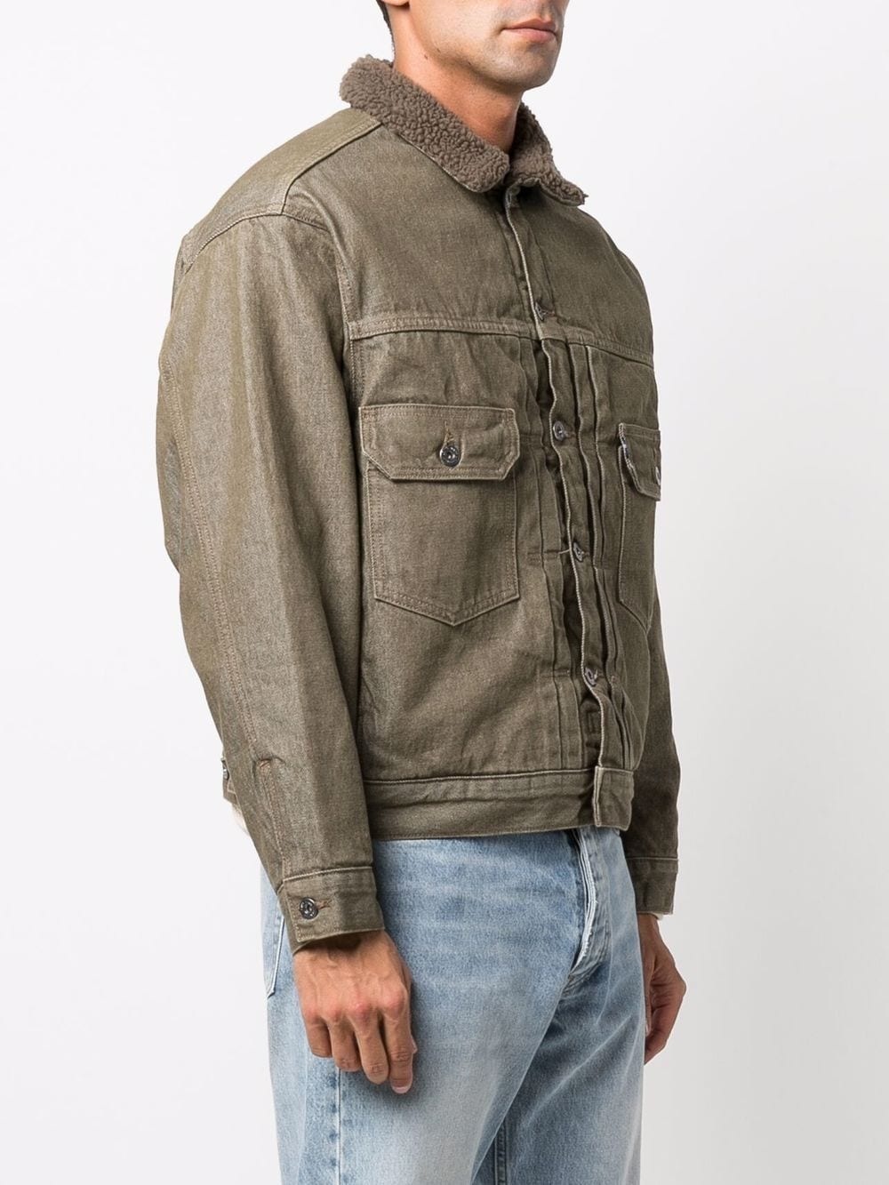 button-down denim jacket - 3