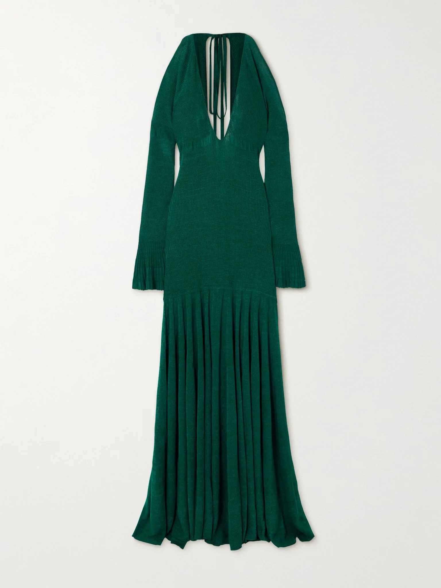 Cutout ribbed-knit maxi dress Dark green - 1
