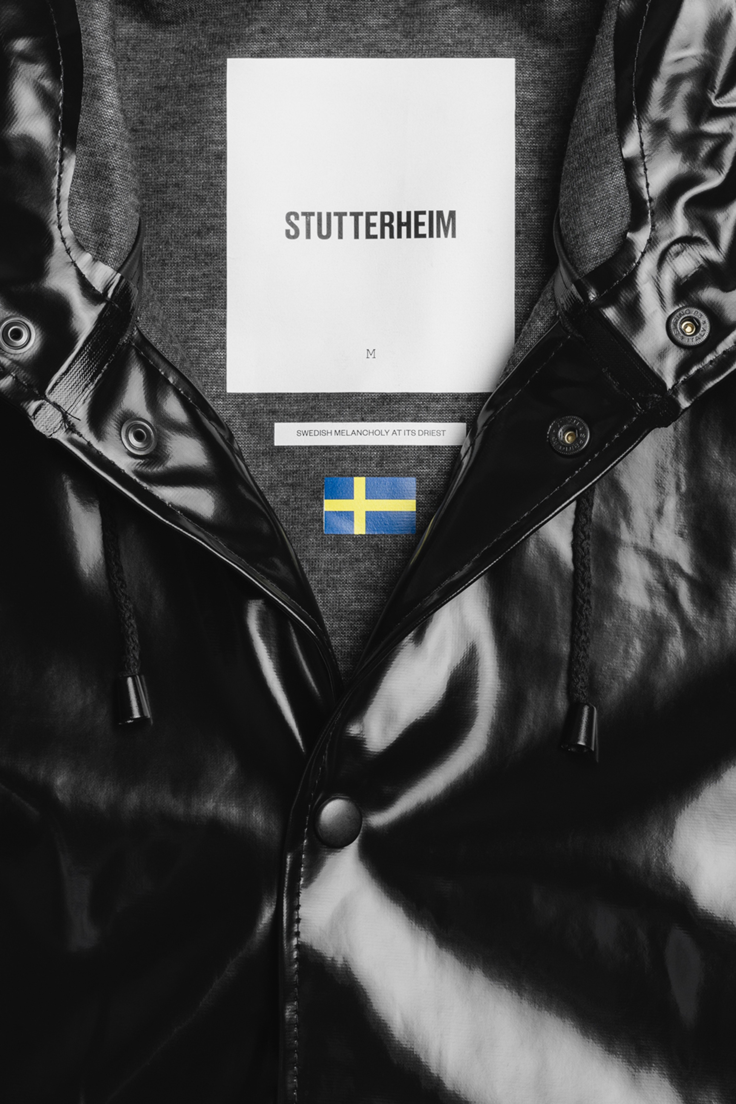 Stockholm Long Print Opal Raincoat Black - 7