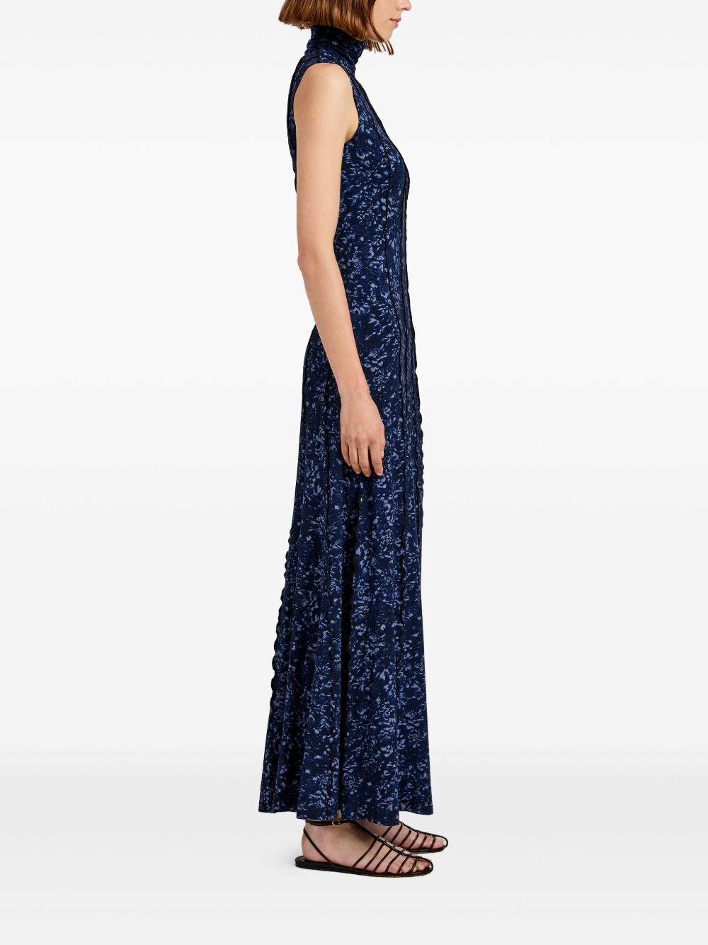 high-neck sleeveless floral dress - 3