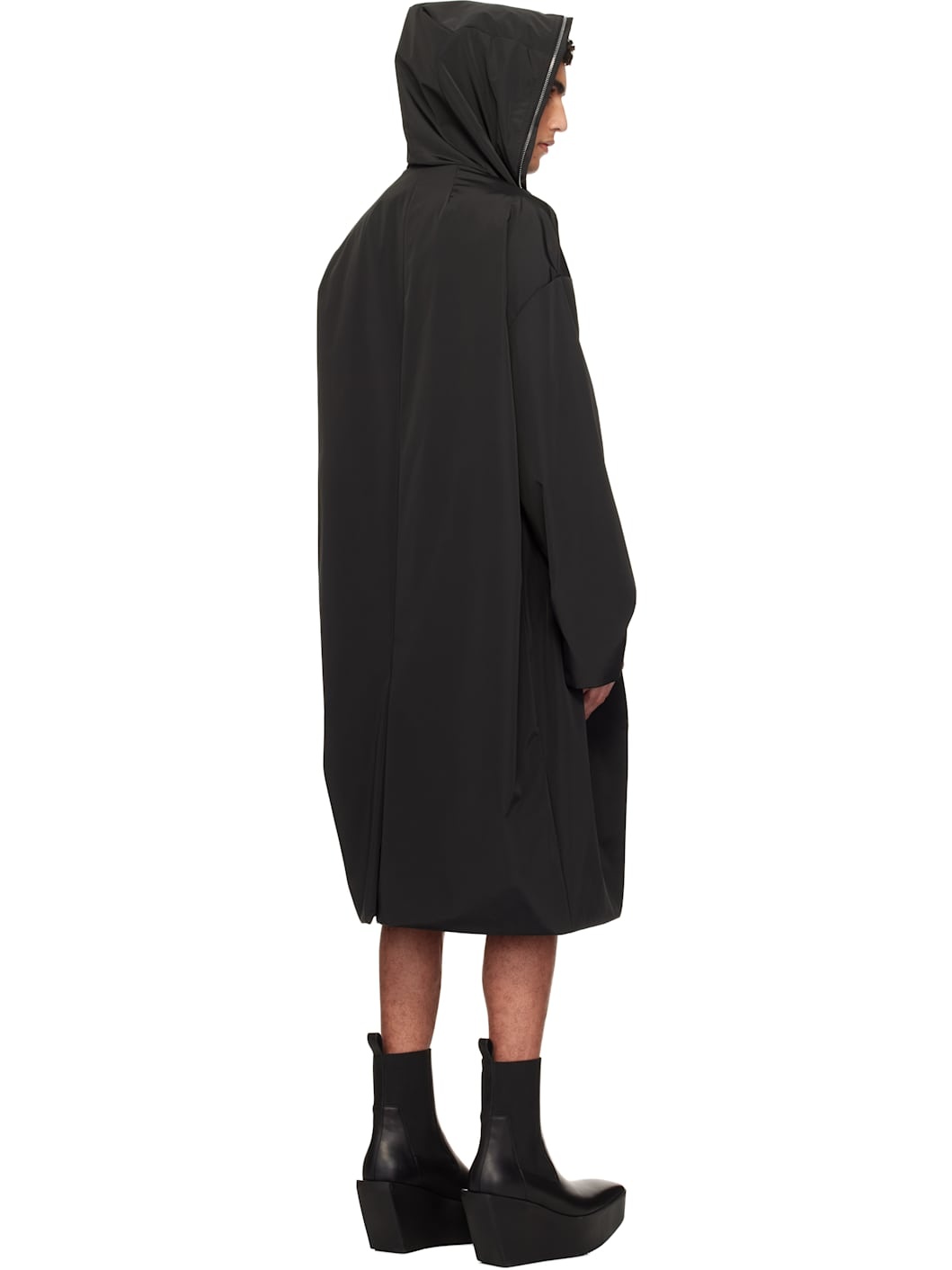 Black Hollywood Hooded Gimp Coat - 3