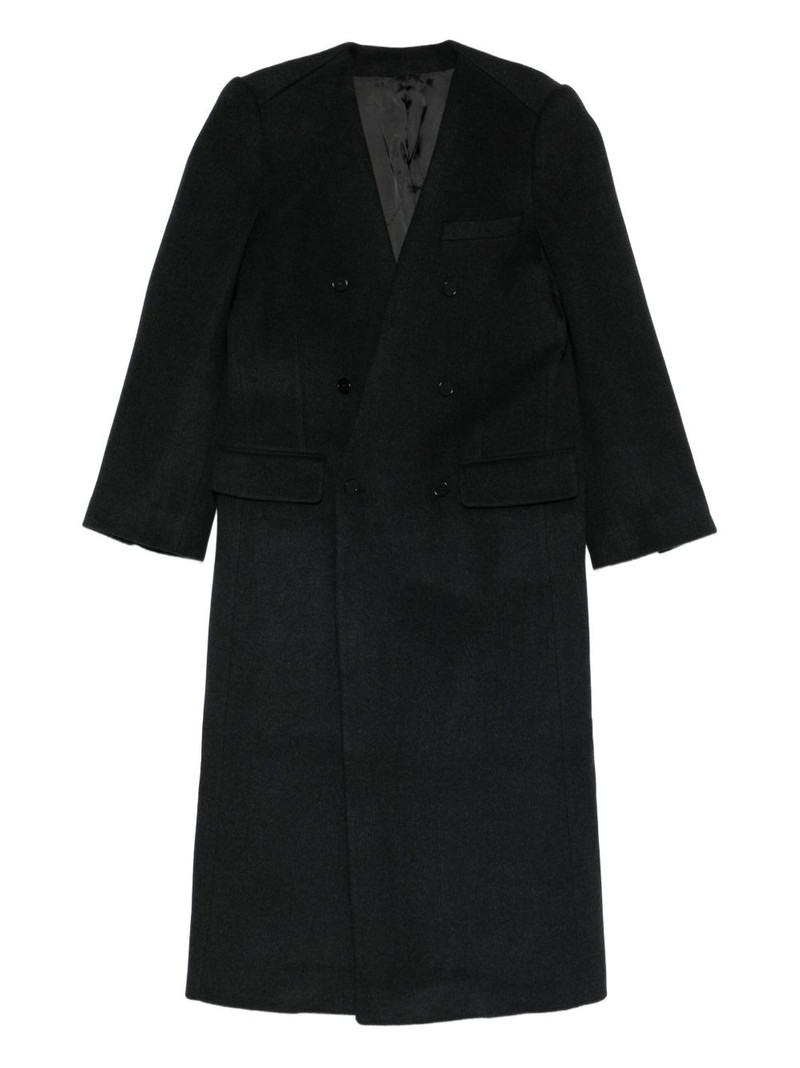 collarless double-breasted coat 1