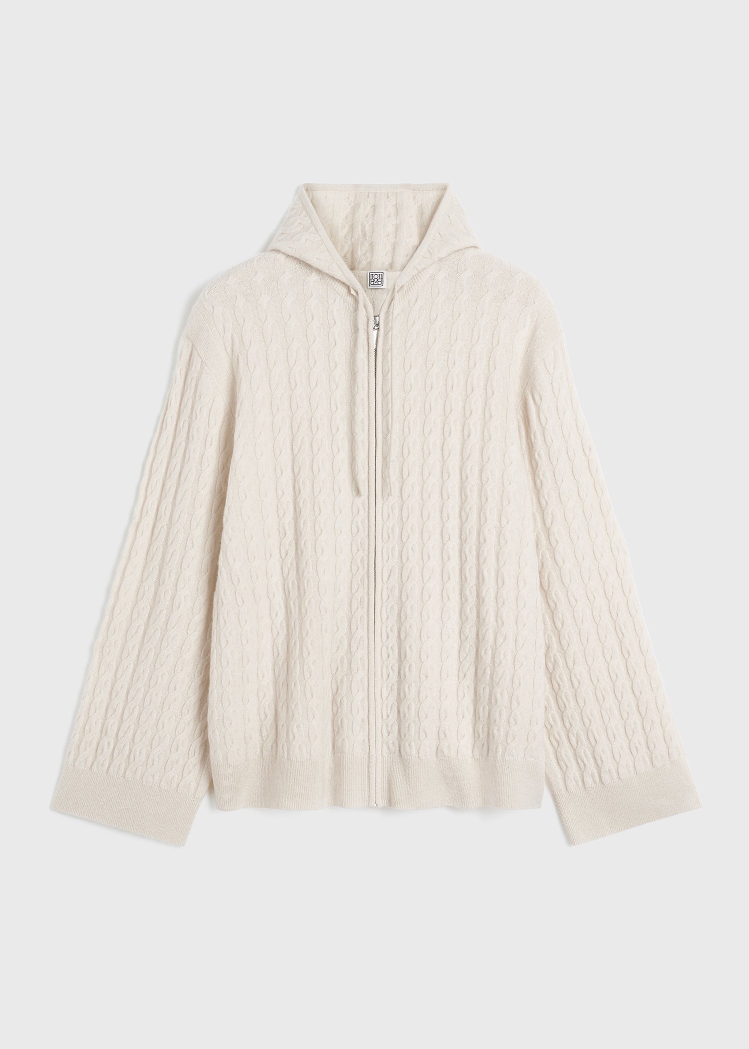 Cable knit hoodie snow - 1