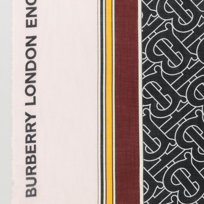 Burberry Monogram Print Striped Lightweight Cashmere Scarf outlook