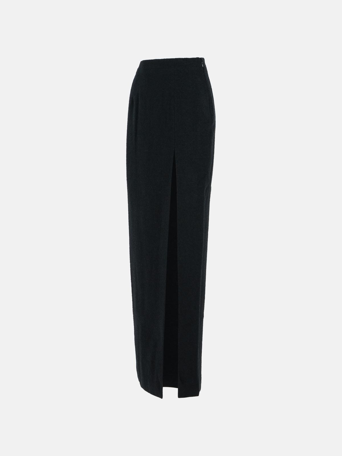 LONG SKIRT IN BLACK VIRGIN WOOL BLEND - 2