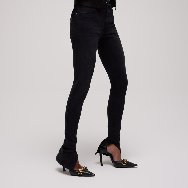 Washed cotton denim skinny pants - 1