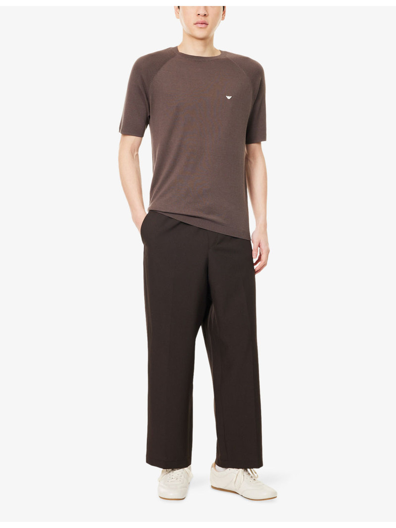 EMPORIO ARMANI Logo-Embroidered Crew-Neck Knitted Top outlook