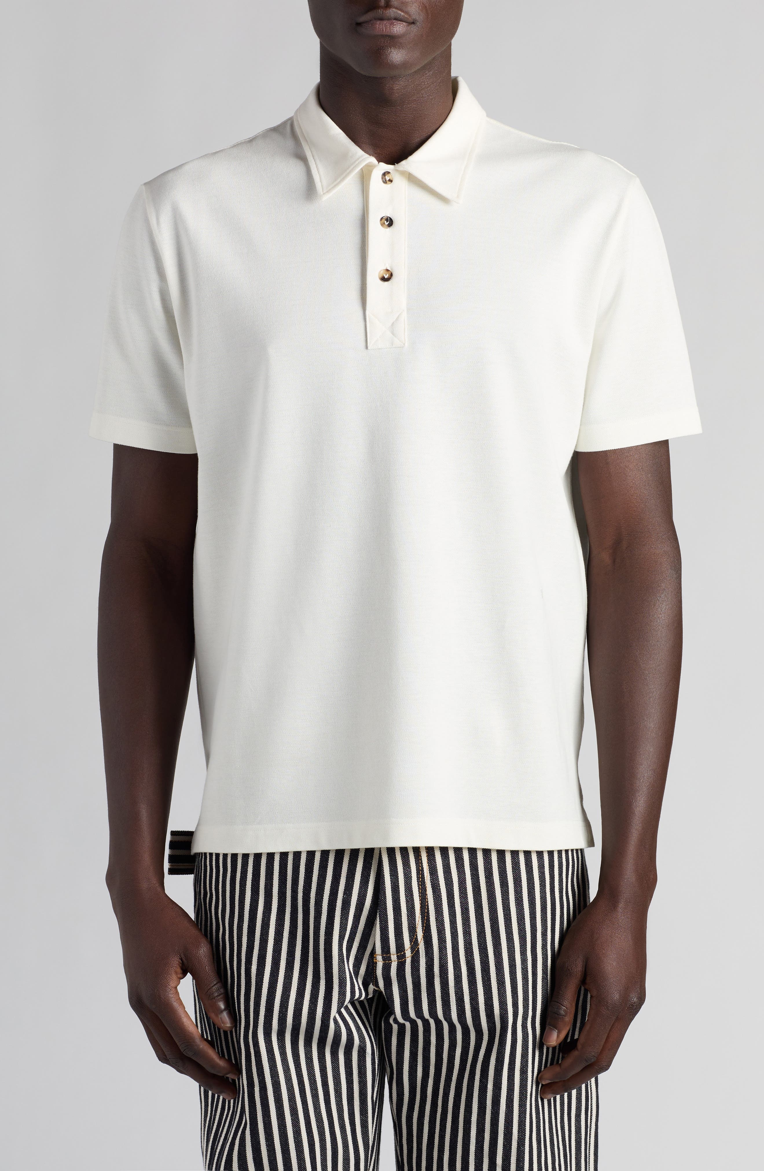Cotton Blend Piqué Knit Polo - 1