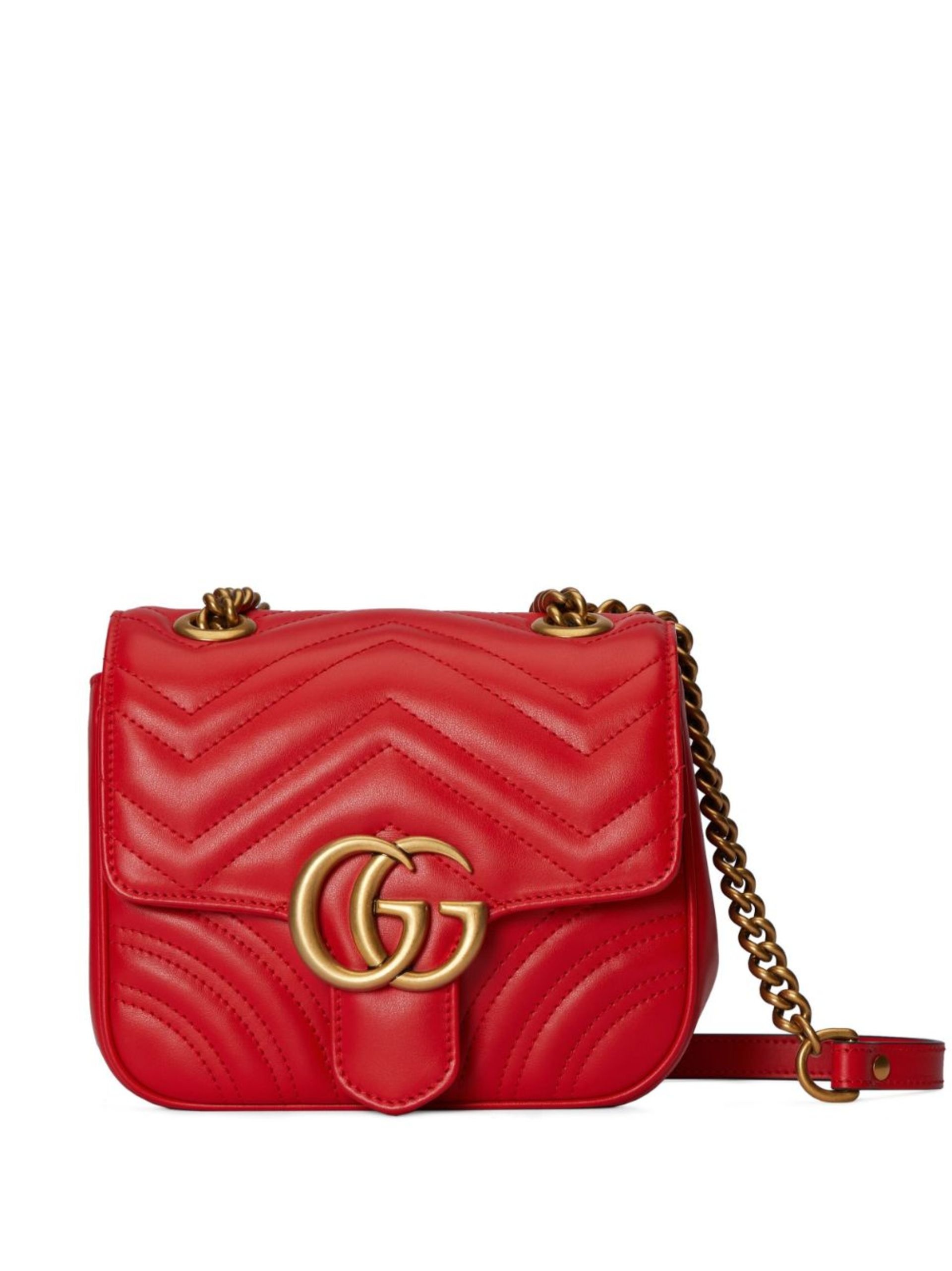 Red GG Marmont Mini Leather Shoulder Bag - 1