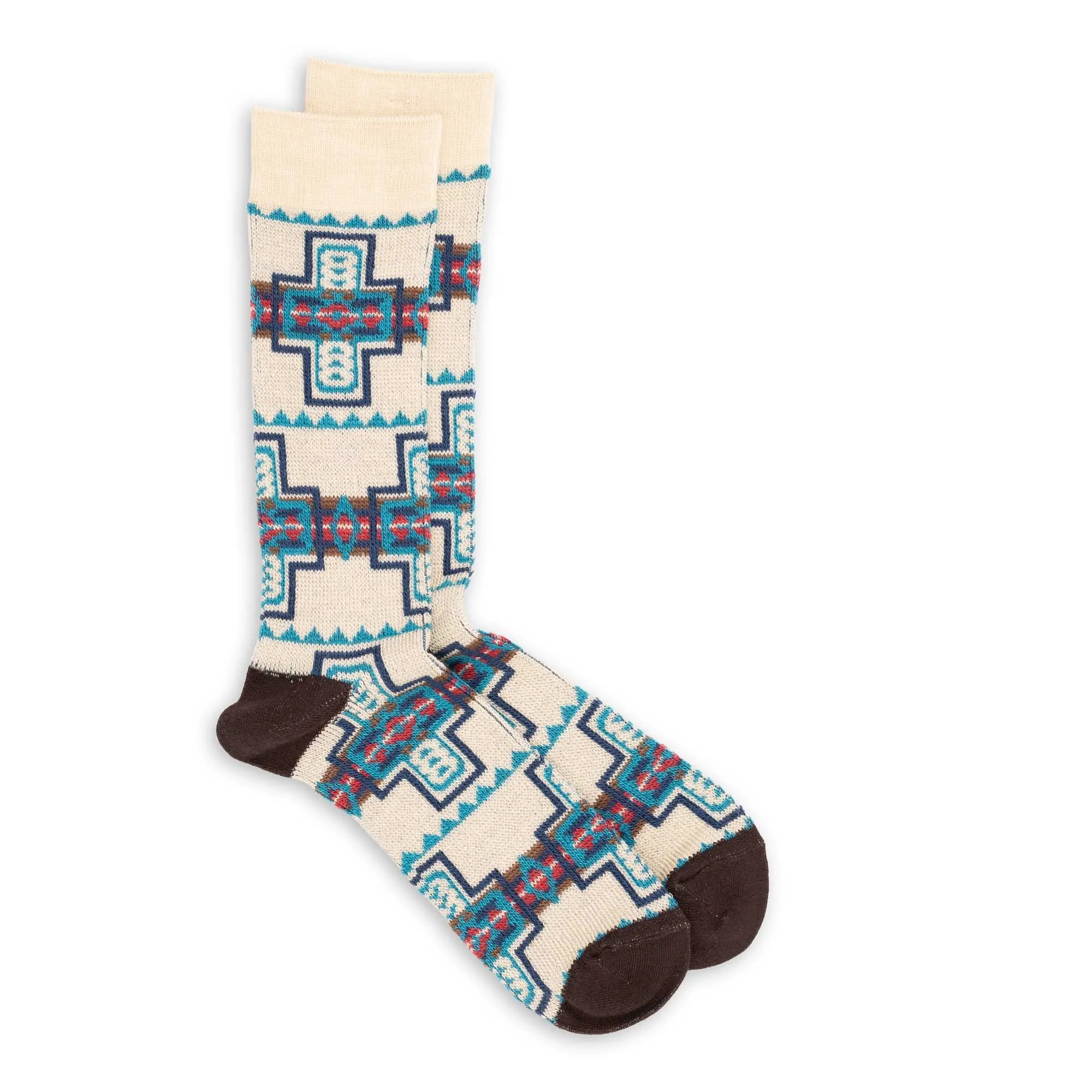 Anonymous Ism Native Pattern Crew Sock Brown - 1