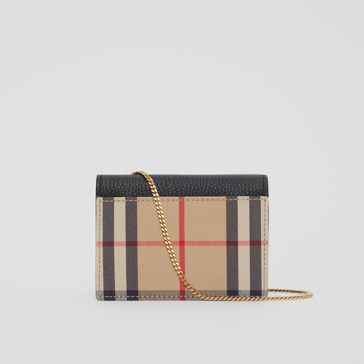 Vintage Check and Leather Card Case with Strap - 6