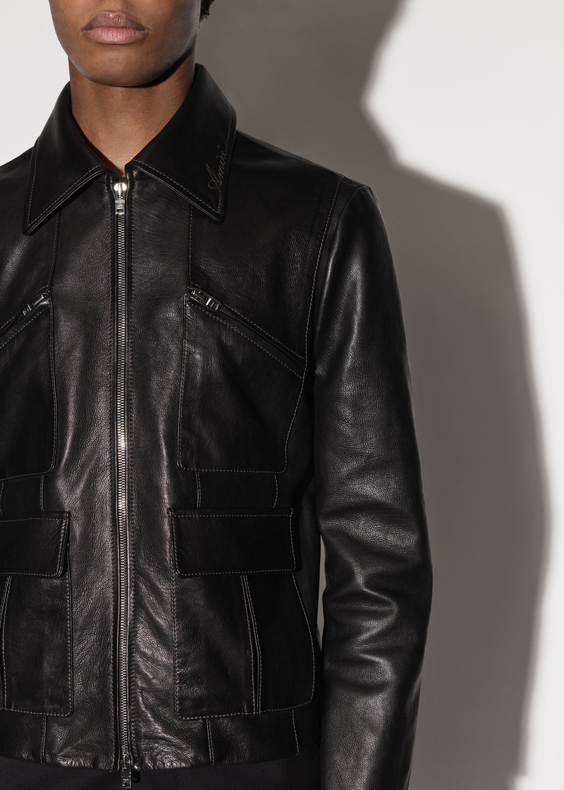 RETRO LEATHER ZIP UP JACKET 5