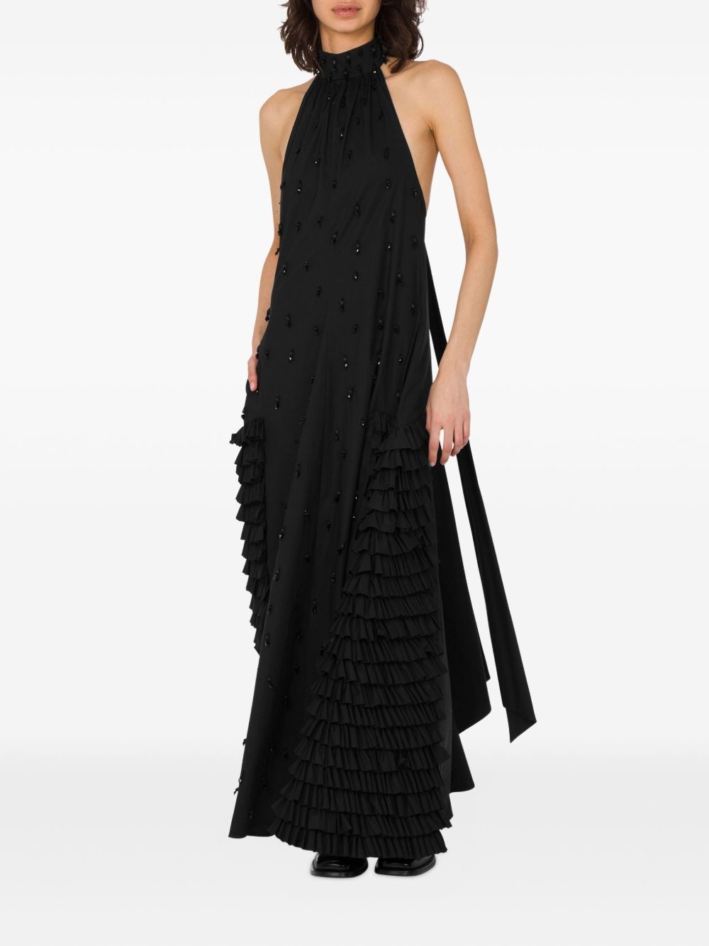 halterneck ruffled maxi dress - 2