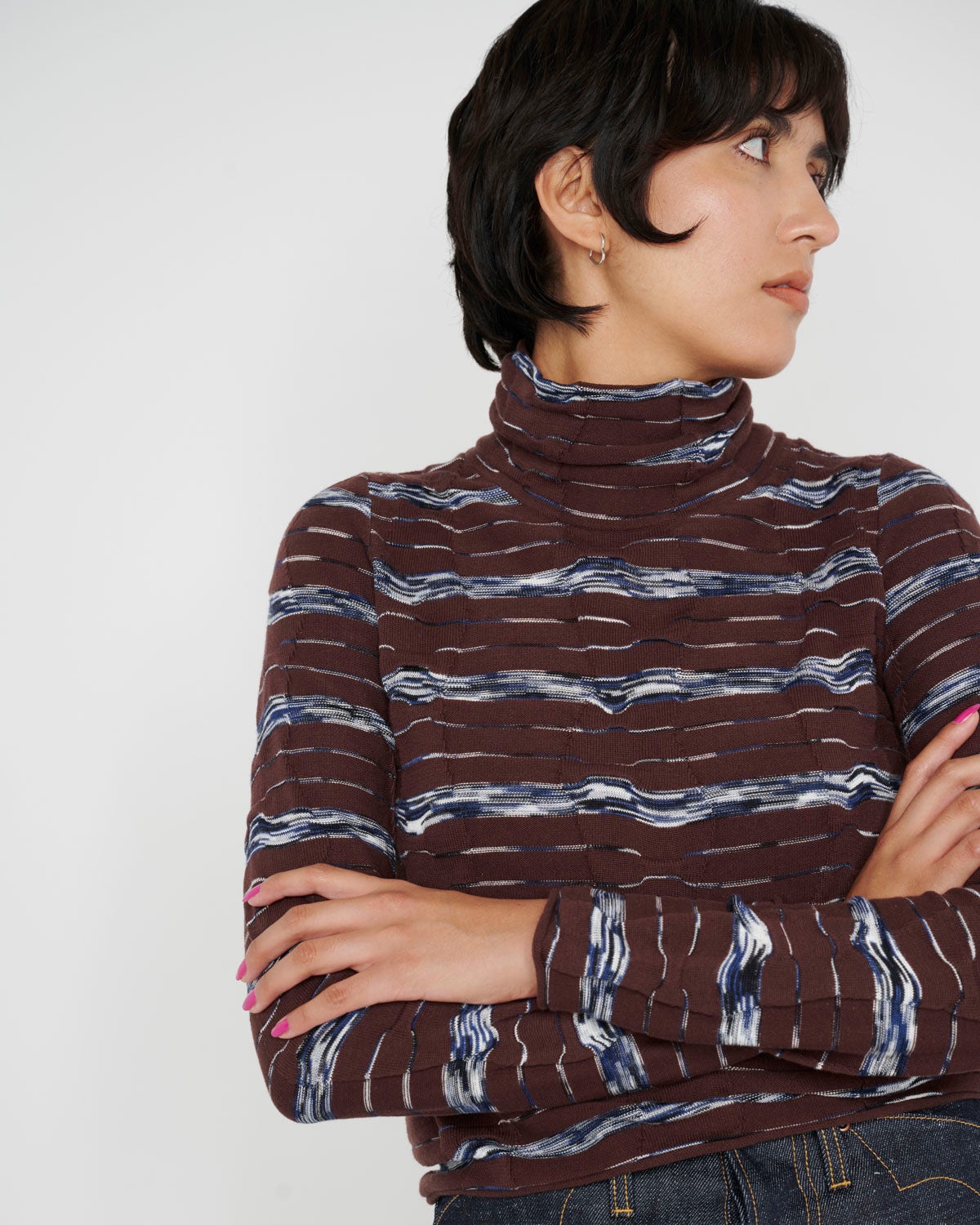 Space Dye Turtleneck - Navy Multi - 6