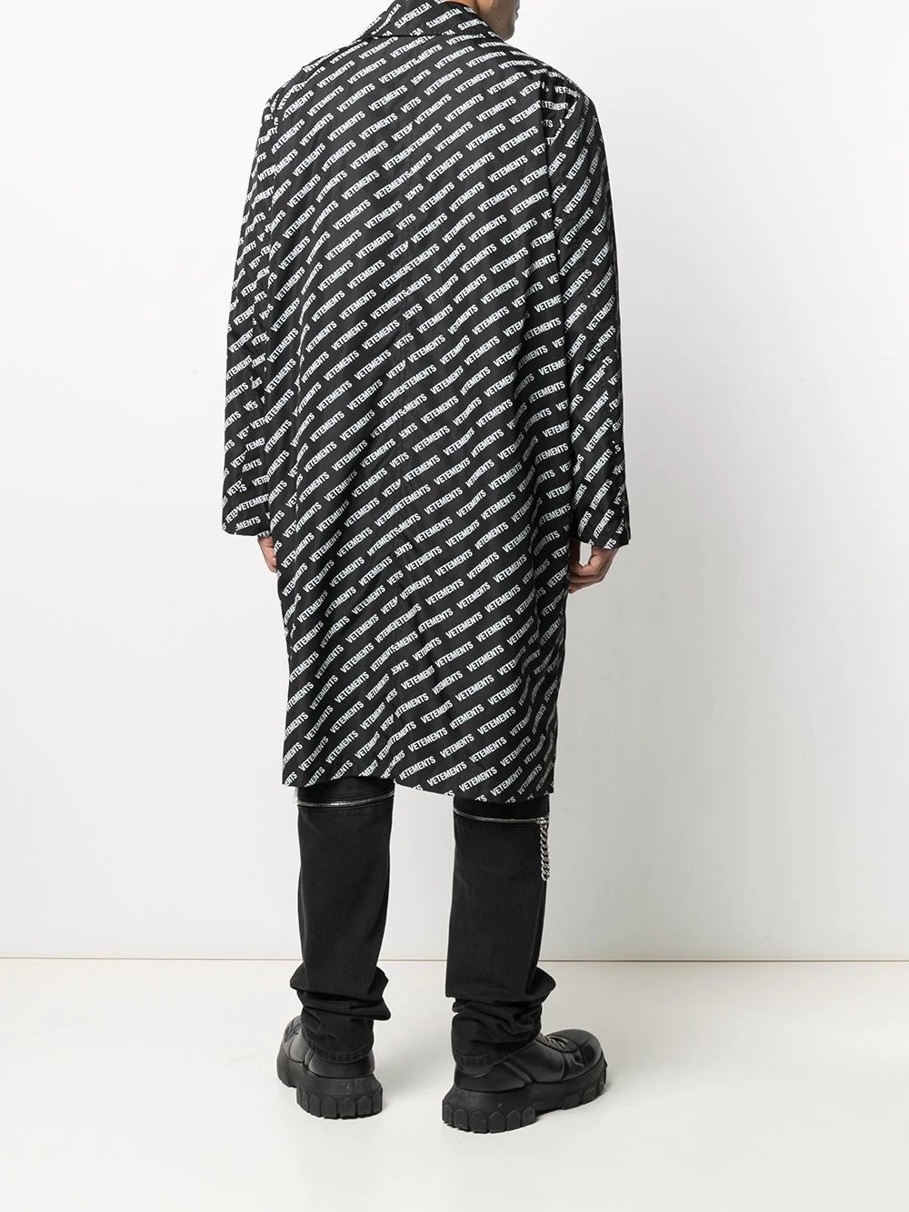 logo print duster coat - 5