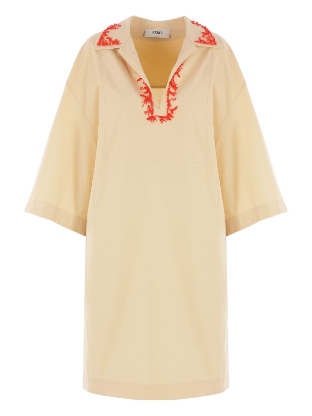 bead-embroidered cotton dress - 1