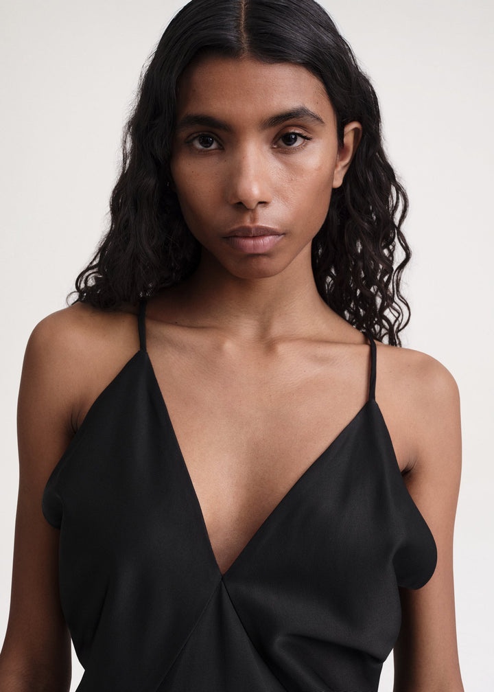 Draped twill cami top black - 5