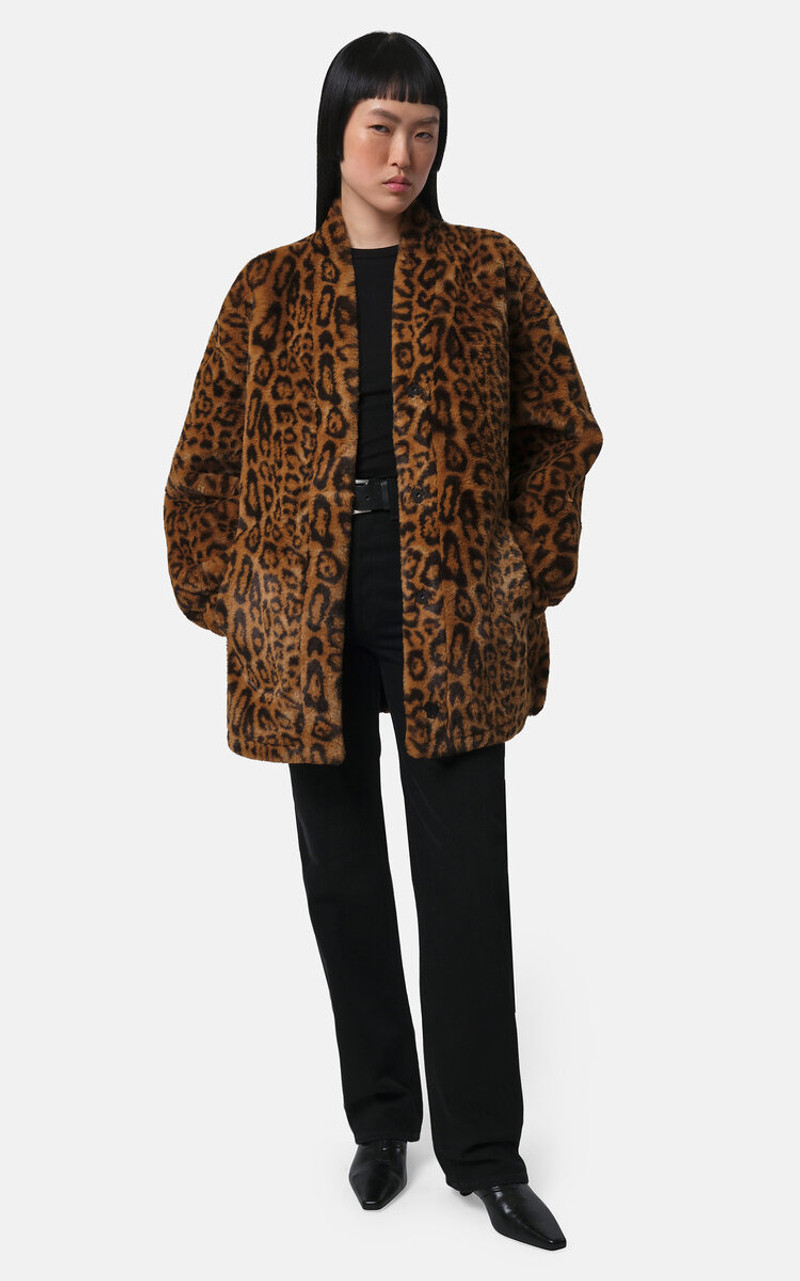 APPARIS Jane Leopard Faux Fur Coat animal outlook