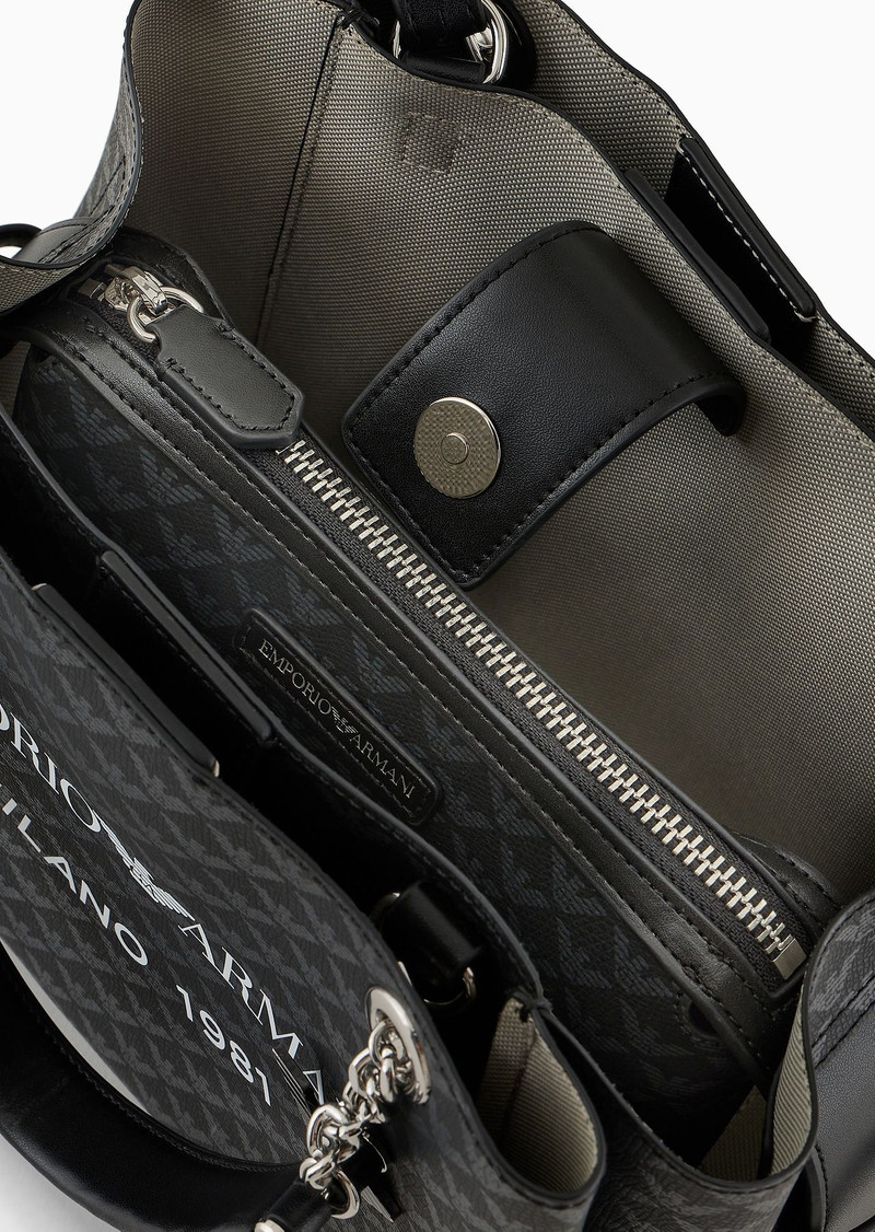 All-over eagle handbag with Milano 1981 logo print 4