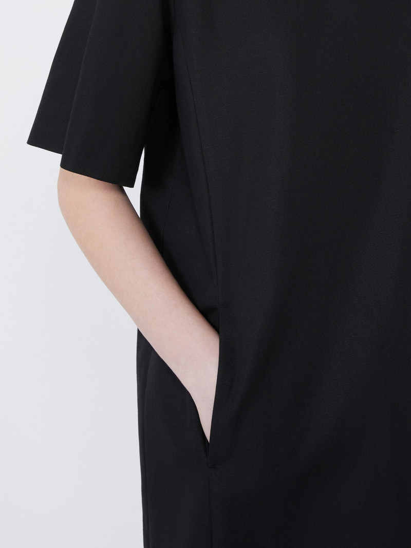 ALOA Cotton and linen canvas short dress - BLACK 5