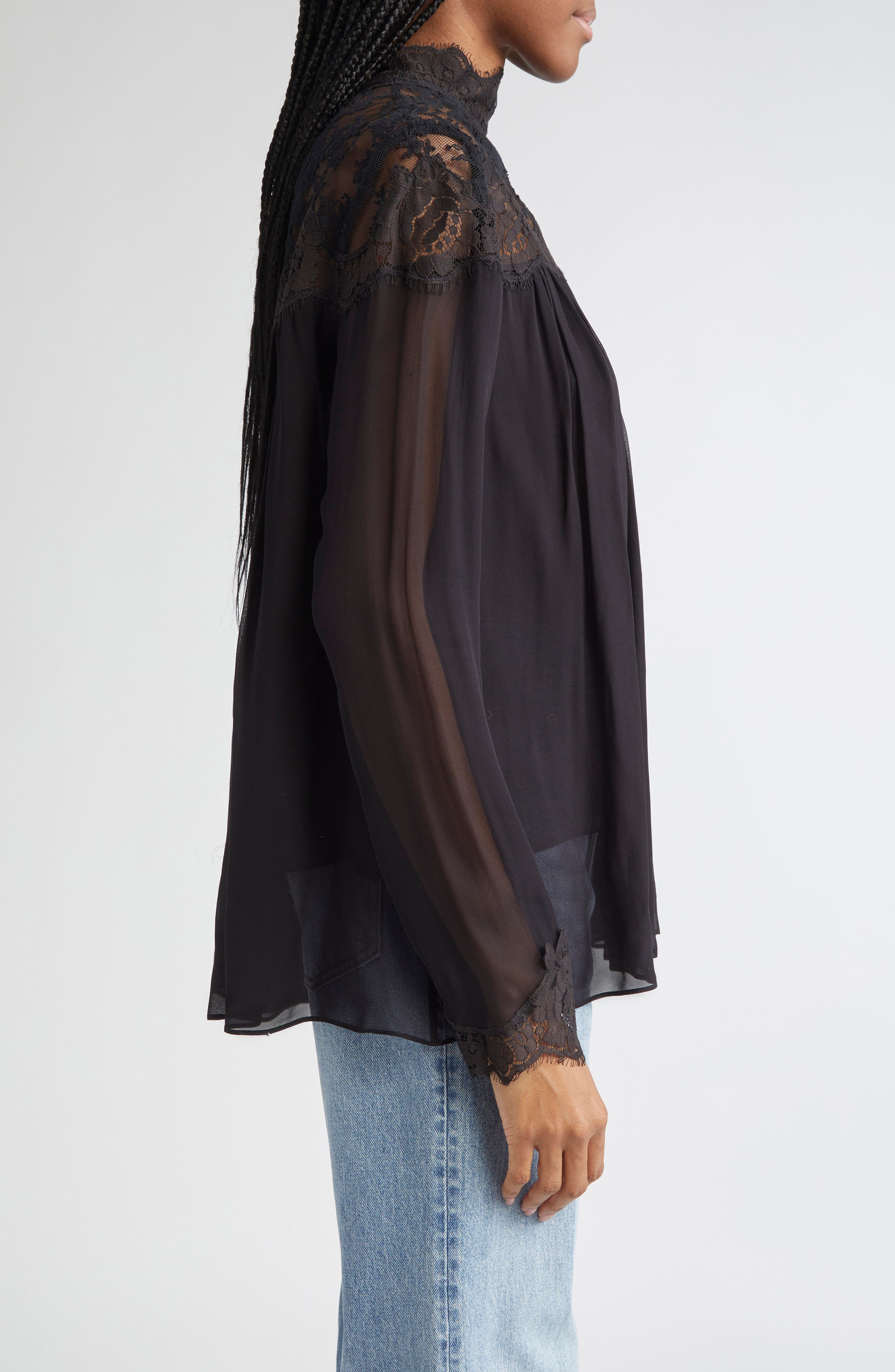 Zimmermann Hypnotic Lace Yoke Top in Black at Nordstrom - 4
