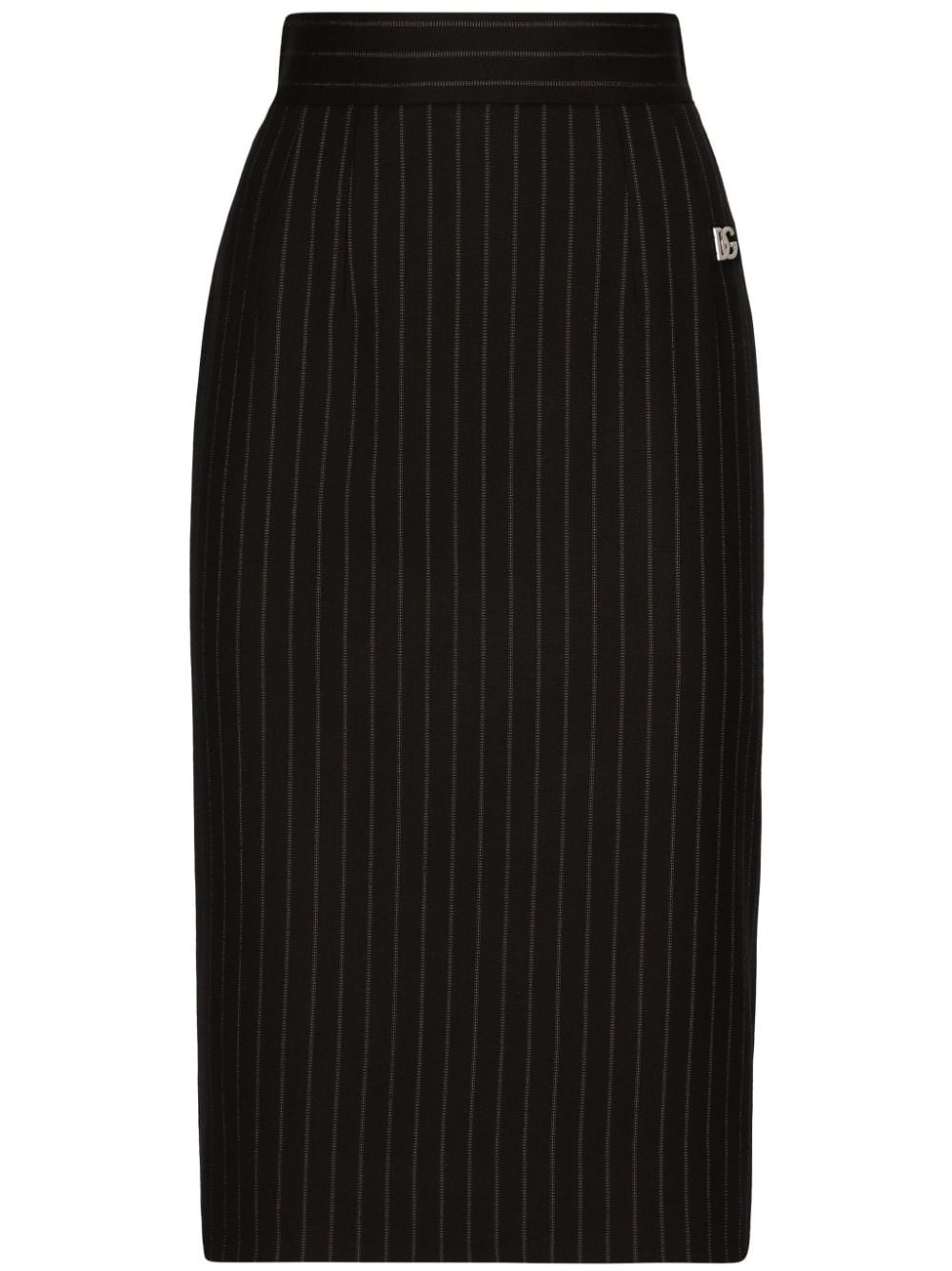 virgin wool-blend pinstripe midi skirt - 1