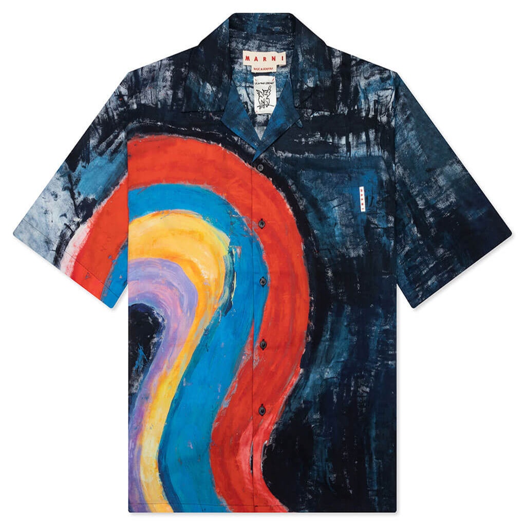 POPLIN BOWLING SHIRT - ROYAL - 1