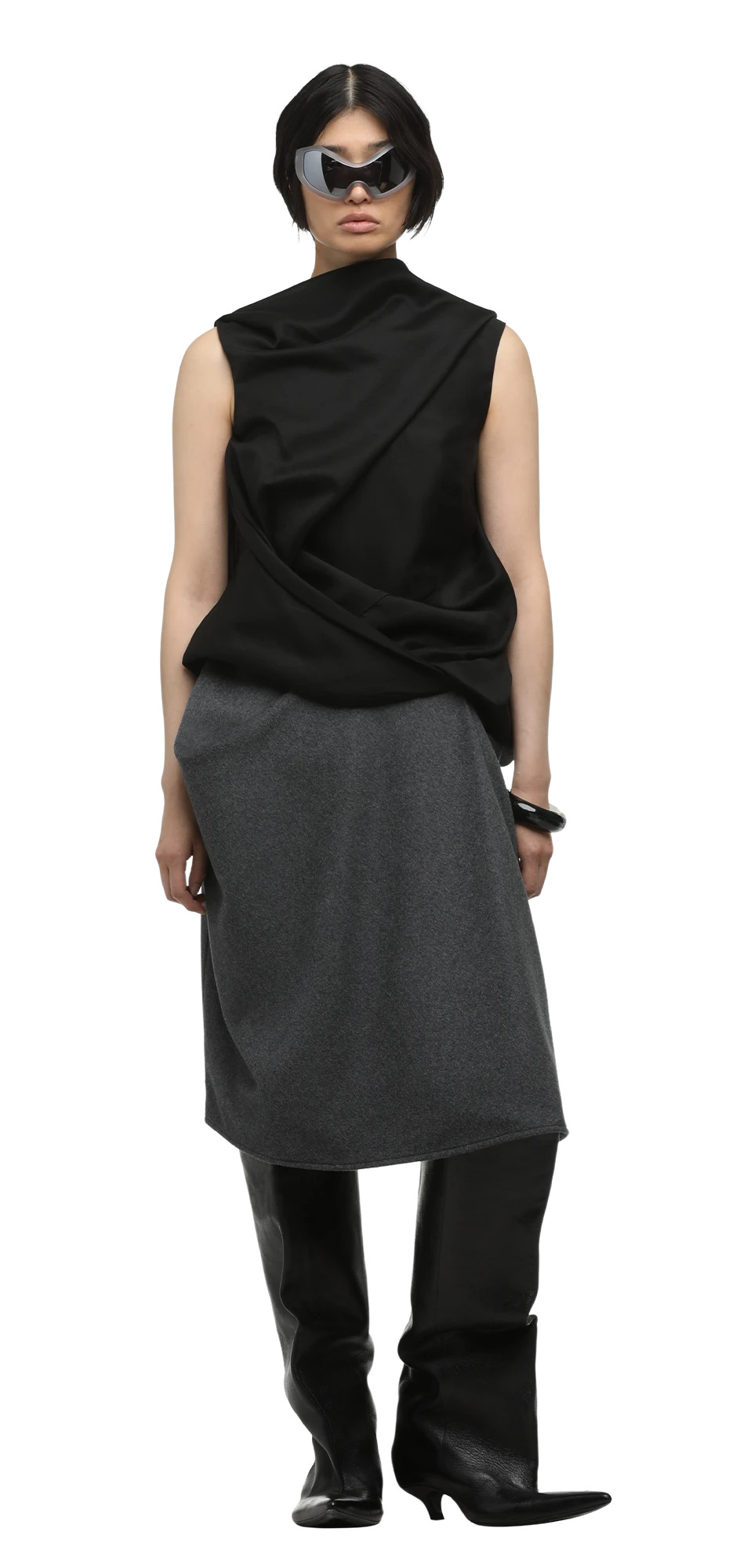 SIDE DRAPE TOP BLACK - 3