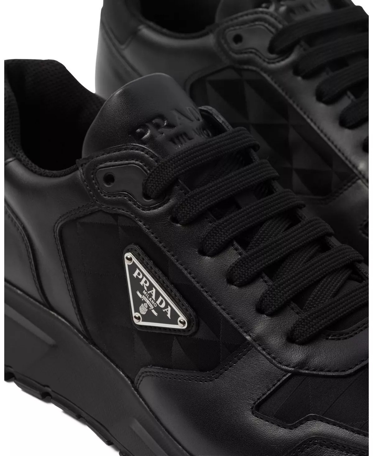 Men's Leather and Re-Nylon High-Top Sneakers - 6